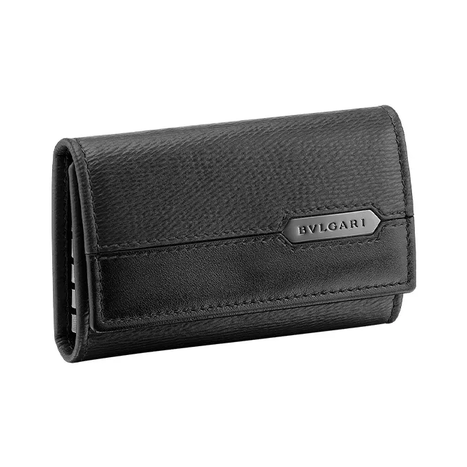 BVLGARI SERPENTI Calfskin Key Pouch Men's Black-0