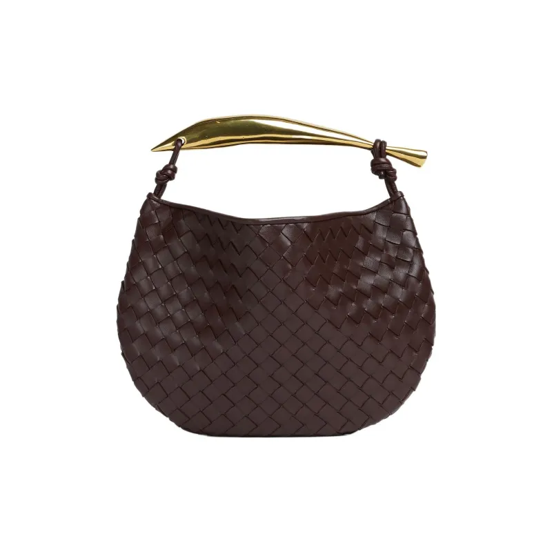 Bottega Veneta Sardine Intrecciato Top Handle Small Bitter Chocolate-1