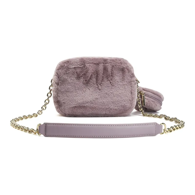 FILA Fabric Cell Phone Pouch Shoulder Bag Crossbody Bag Small Size Women's Ruffled Pink-2