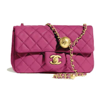 CHANEL Small Gold Ball Classic Flap CF Sheepskin Shoulder Bag Crossbody Bag Regular Women's Rose Red