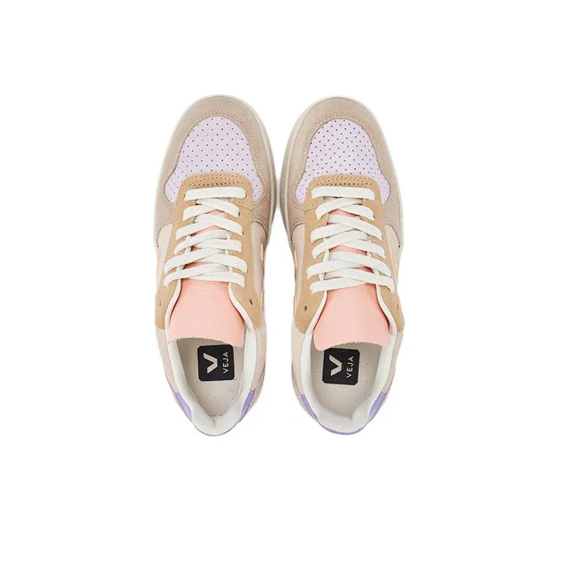 VEJA V 10 Lace Up Suede Sneakers 'Beige Yellow Pink' Women's-3