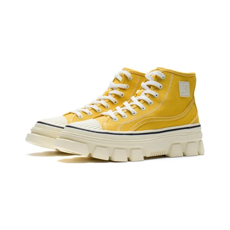 LiNing CF Tracing Anti Slip And Wear Resistant Support High Top Sports Casual Shoes Unisex Yellow-2