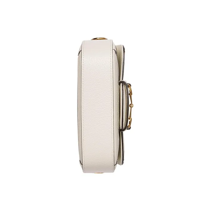 GUCCI Horsebit 1955 Canvas With Leather Trim Saddle Bag Shoulder Bag Crossbody Bag Mini Women's Beige-5