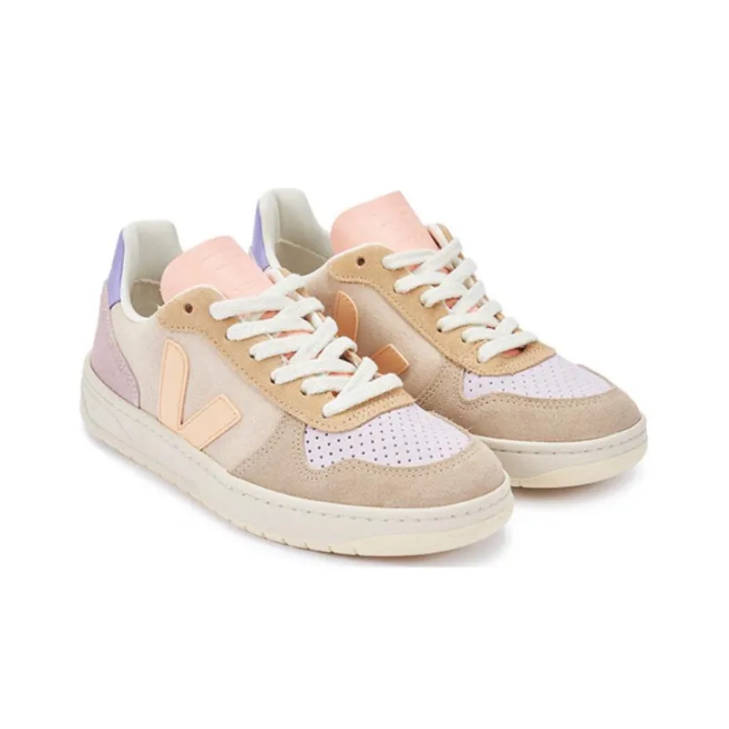 VEJA V 10 Lace Up Suede Sneakers 'Beige Yellow Pink' Women's-2