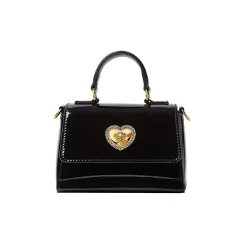 VERSACE Patent Leather Cowhide Handbag Shoulder Bag Crossbody Bag Mini Kids' Black
