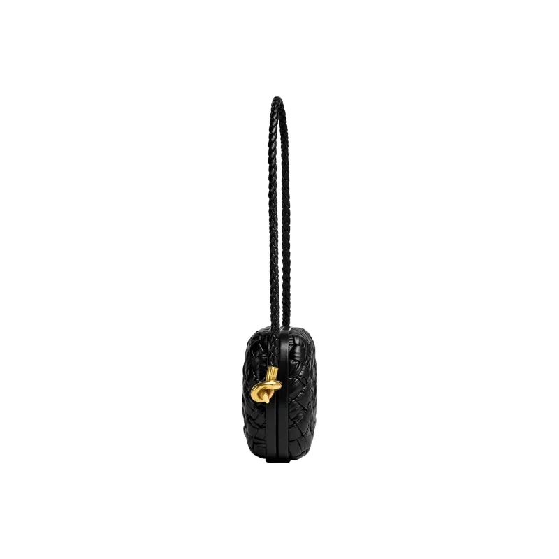 Bottega Veneta Knot Foulard Intrecciato Minaudiere On Strap Black-2