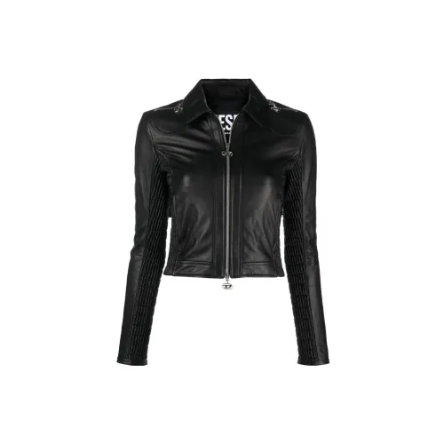 DIESEL Leather Jackets Women's Black