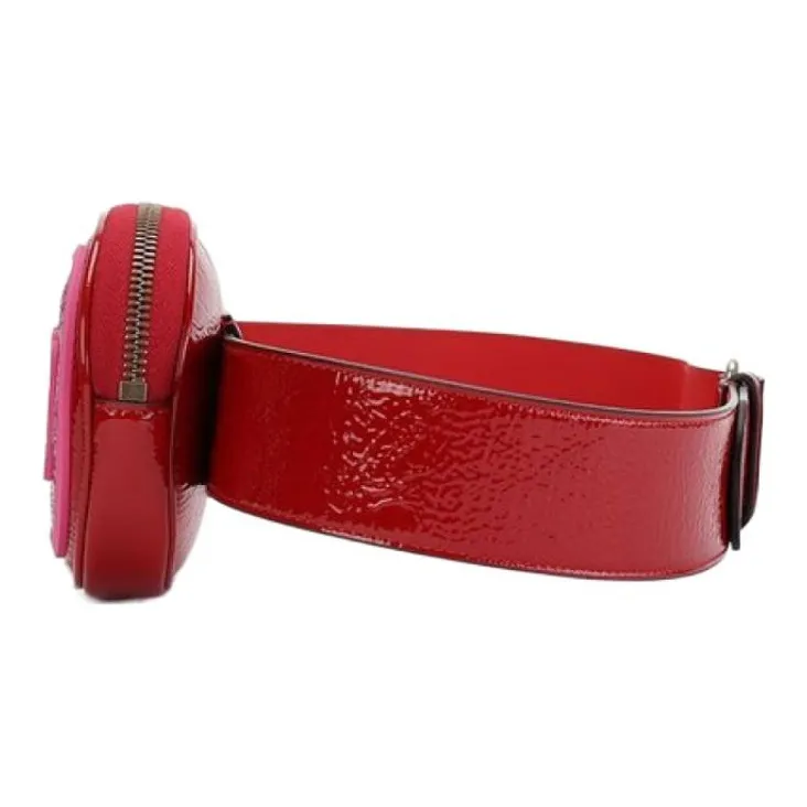 GUCCI Solid Color Leather Sling Bag Fanny Pack Small Size Women's Red/Pink-4