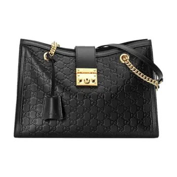 GUCCI Padlock Leather Tote Bag Shopping Bag Portable Crossbody Bag Shoulder Bag Women's Black