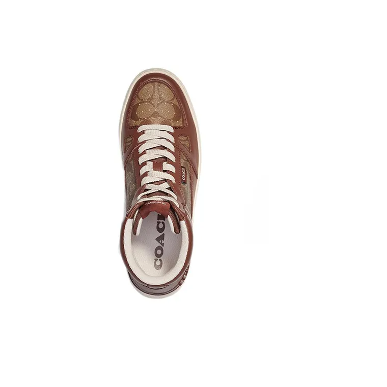 COACH High Top Stylish Skateboarding Shoes Men's Brown-3