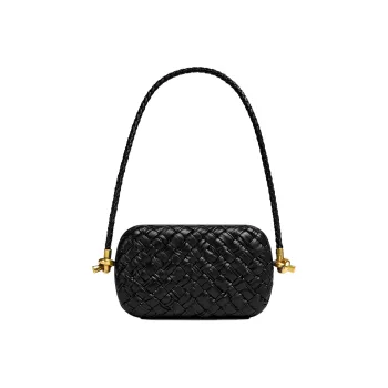 Bottega Veneta Knot Foulard Intrecciato Minaudiere On Strap Black