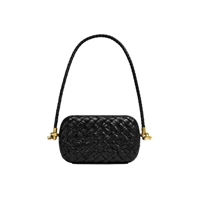Bottega Veneta Knot Foulard Intrecciato Minaudiere On Strap Black-0