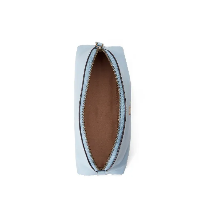 Polo Ralph Lauren Cow Leather Makeup Bag Women's Light Blue-3
