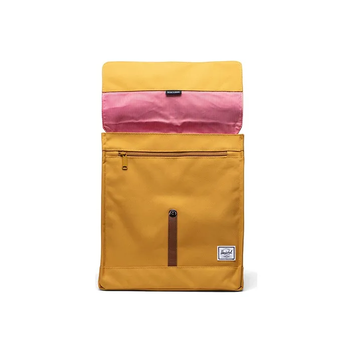 Herschel Leather Laptop Bag Commute Backpack Medium Size Unisex Mature Sun Gold-2