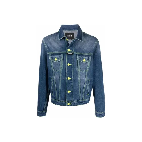 MSGM Denim Jackets Men Blue