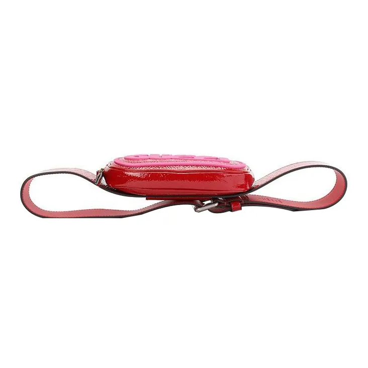 GUCCI Solid Color Leather Sling Bag Fanny Pack Small Size Women's Red/Pink-5