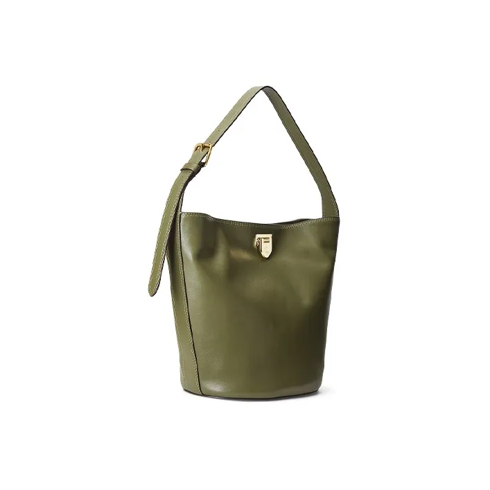 Polo Ralph Lauren Cow Leather Bucket Bag Handbag Shoulder Bag Women's Army Green-1