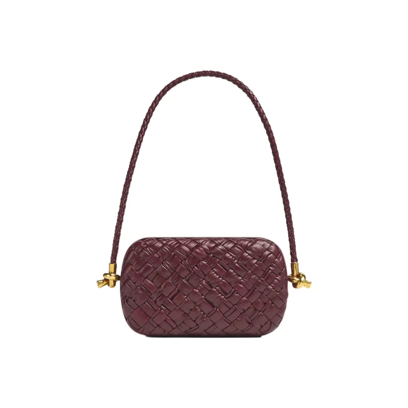 Bottega Veneta Knot Foulard Intrecciato Minaudiere On Strap Barolo-1