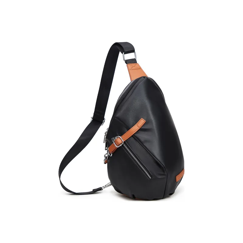 Slazenger PVC Saddle Bag One Shoulder Handbag Crossbody Bag Sling Bag Regular Unisex Black Brown Color-1