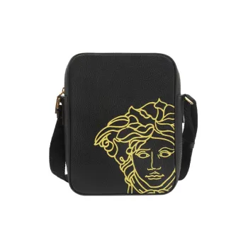 VERSACE Cow Leather Crossbody Bag Shoulder Bag Regular Men's Black