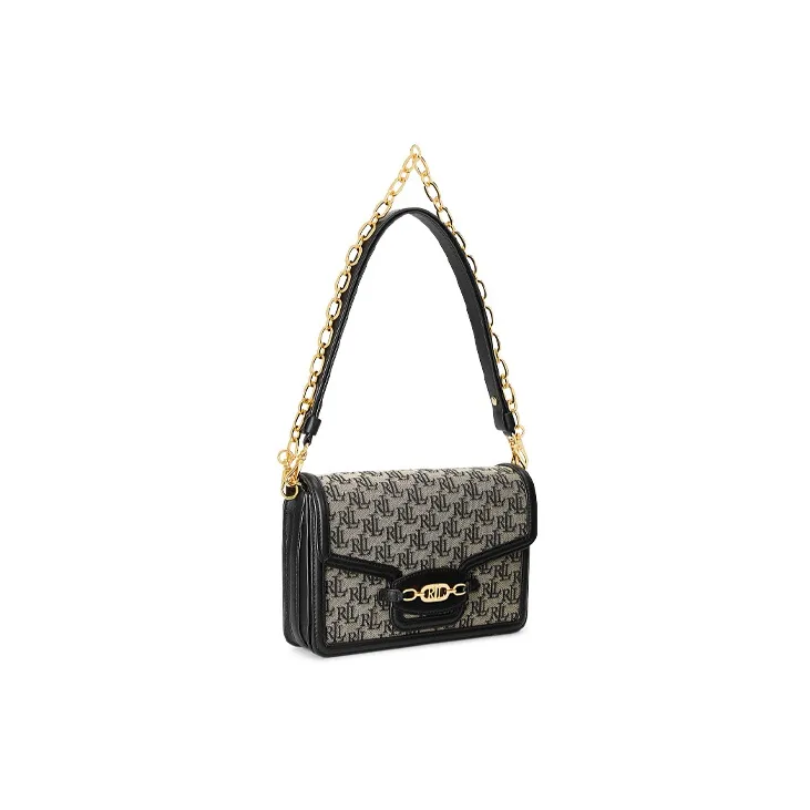 Polo Ralph Lauren Fabric With Cow Leather Patchwork Trim Handbag Shoulder Bag Women's Blue-1