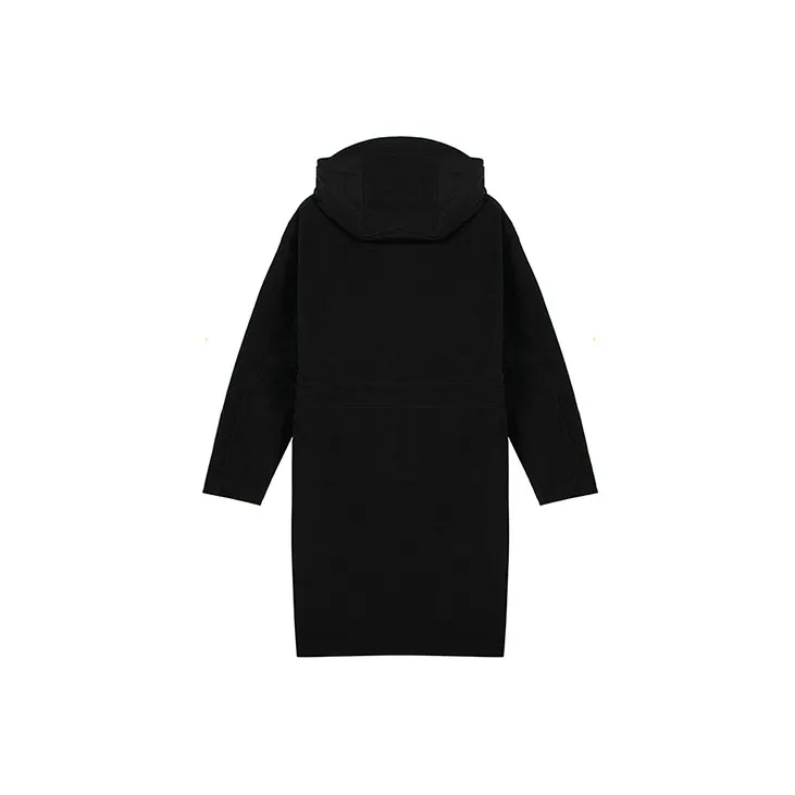 DAVID NAMAN Solid Color Hooded Mid Length Down Jacket Men's Black-1