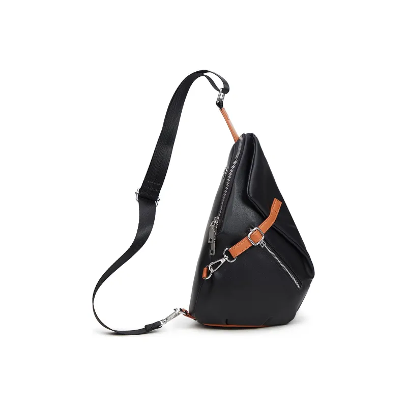 Slazenger PVC Saddle Bag One Shoulder Handbag Crossbody Bag Sling Bag Regular Unisex Black Brown Color-2