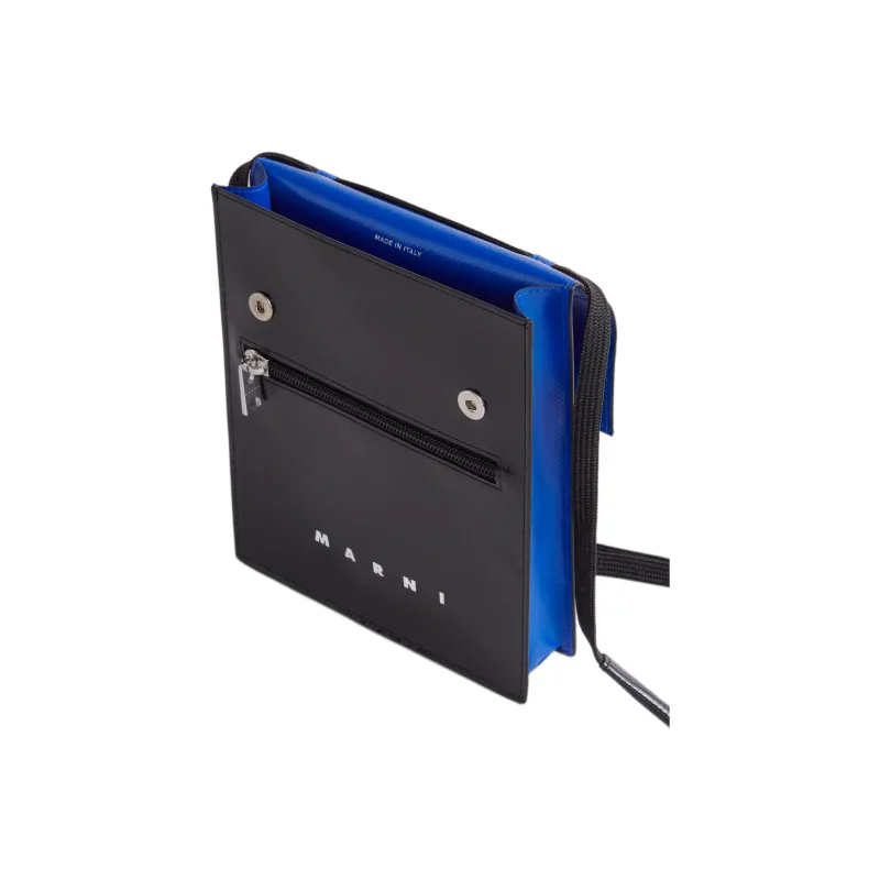 MARNI Tribeca Polyester Messenger Bag, Crossbody Bag, Shoulder Bag Men's Black & Blue-3