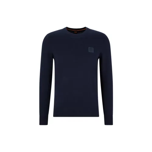 HUGO BOSS Cashmere Sweaters Men Navy Blue