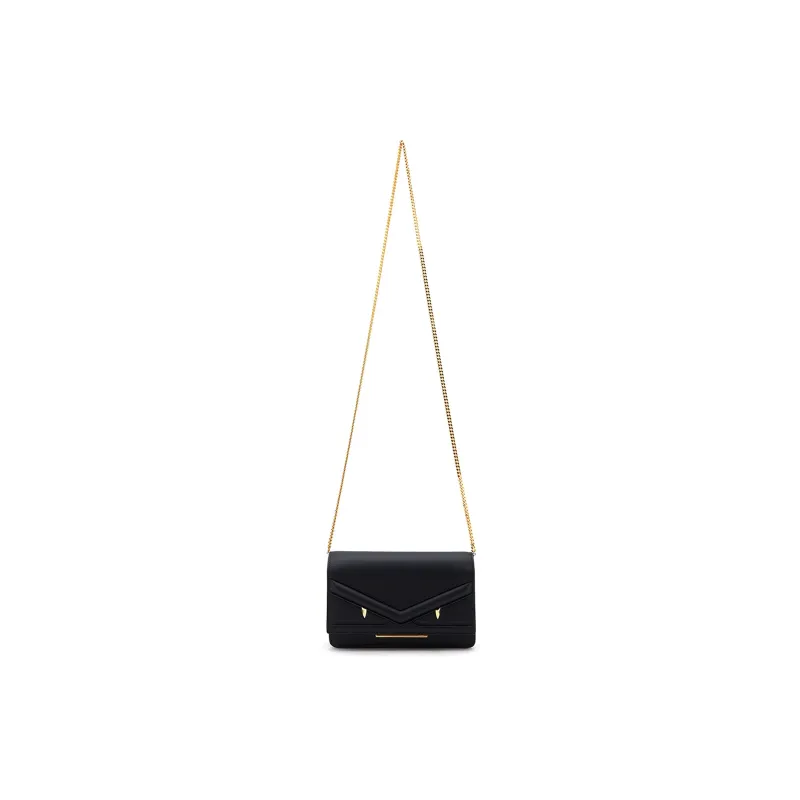 FENDI Calf Suede Crossbody Bag Shoulder Bag Women's Black-5