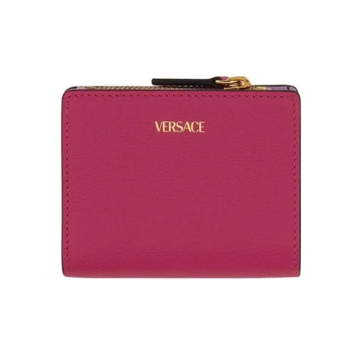 VERSACE Calfskin Wallet Women's Pink-2