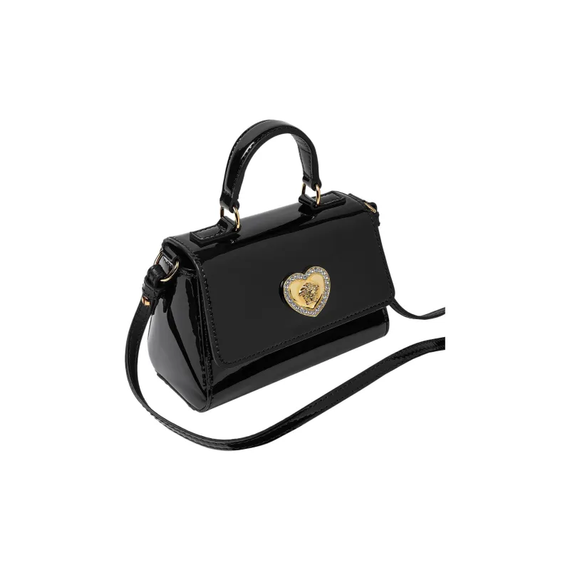 VERSACE Patent Leather Cowhide Handbag Shoulder Bag Crossbody Bag Mini Kids' Black-2