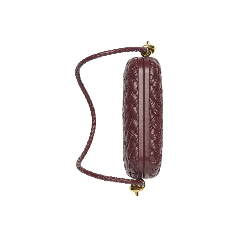 Bottega Veneta Knot Foulard Intrecciato Minaudiere On Strap Barolo-3