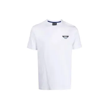 EMPORIO ARMANI Letter Logo Print Crew Neck Short Sleeved T Shirt T Shirt Men's White