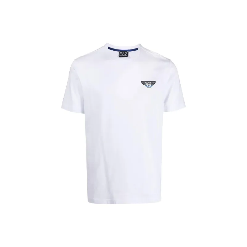 EMPORIO ARMANI Letter Logo Print Crew Neck Short Sleeved T Shirt T Shirt Men's White-0