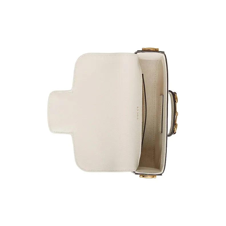 GUCCI Horsebit 1955 Canvas With Leather Trim Saddle Bag Shoulder Bag Crossbody Bag Mini Women's Beige-7