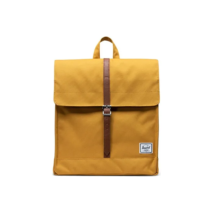 Herschel Leather Laptop Bag Commute Backpack Medium Size Unisex Mature Sun Gold-0