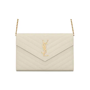 SAINT LAURENT CASSANDRE Cow Leather Wallets Crossbody Bags Shoulder Bags Women's Vintage White