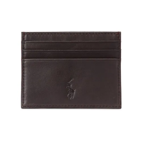 Polo Ralph Lauren Cow Leather Card Clip Card Holder Men's Brown