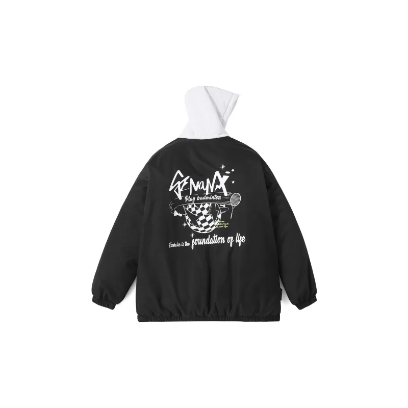 GENANX Letter Plaid Hooded Loose Fit Puffer Jacket Unisex-3