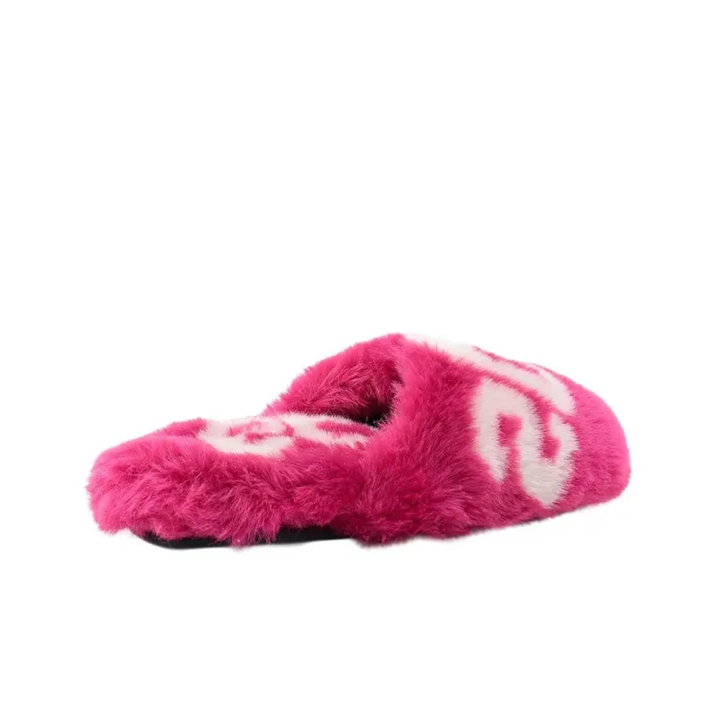 GCDS Logo Print Faux-fur Slippers-2
