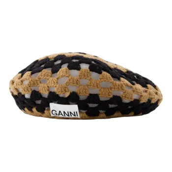 GANNI Crochet Wool Beret Hat