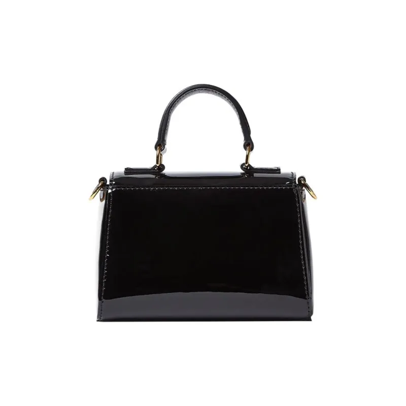 VERSACE Patent Leather Cowhide Handbag Shoulder Bag Crossbody Bag Mini Kids' Black-1