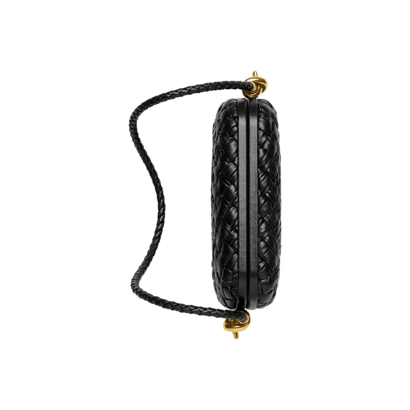 Bottega Veneta Knot Foulard Intrecciato Minaudiere On Strap Black-3