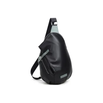 Slazenger Leather Saddle Bag One Shoulder Handbag Crossbody Bag Sling Bag Unisex Black & Blue