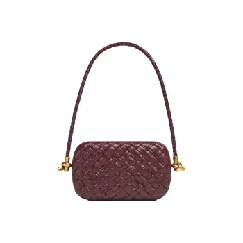 Bottega Veneta Knot Foulard Intrecciato Minaudiere On Strap Barolo