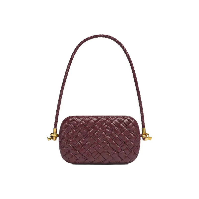Bottega Veneta Knot Foulard Intrecciato Minaudiere On Strap Barolo-0