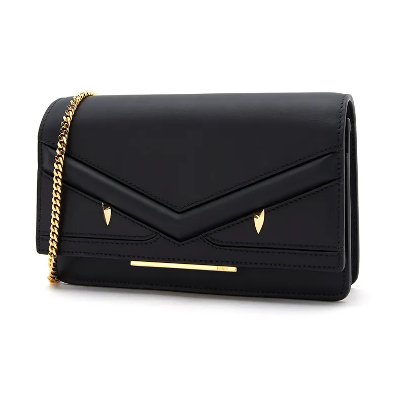 FENDI Calf Suede Crossbody Bag Shoulder Bag Women's Black-1