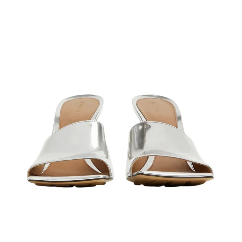 Bottega Veneta Stretch Slide Slippers Women's Silver-3