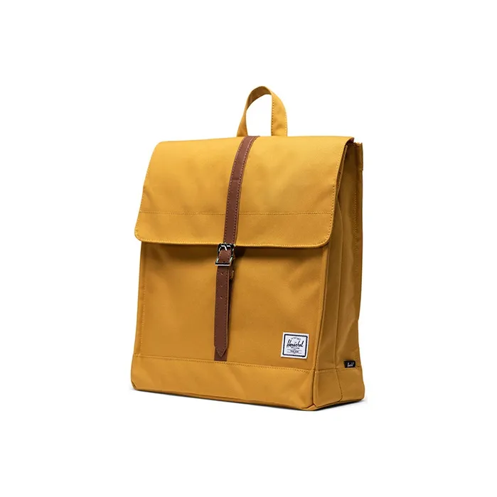 Herschel Leather Laptop Bag Commute Backpack Medium Size Unisex Mature Sun Gold-1